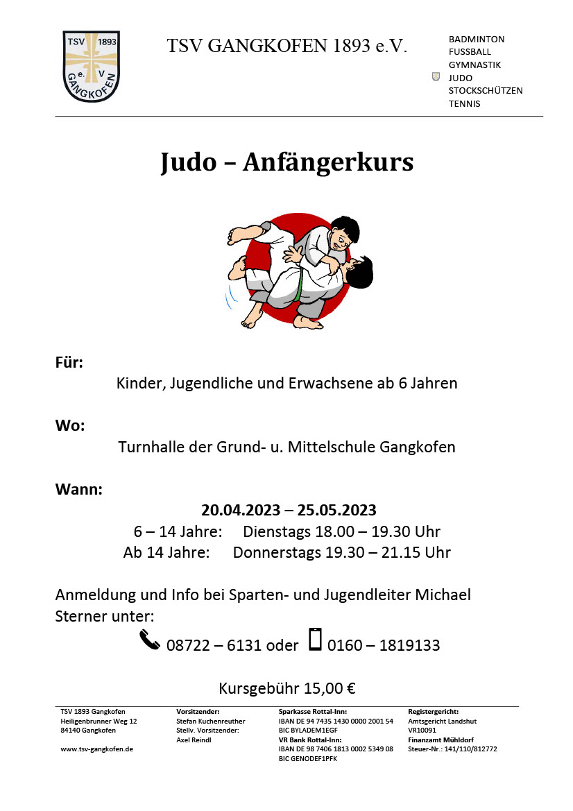 Judo Anf ngerkurs TSV Gangkofen E V 